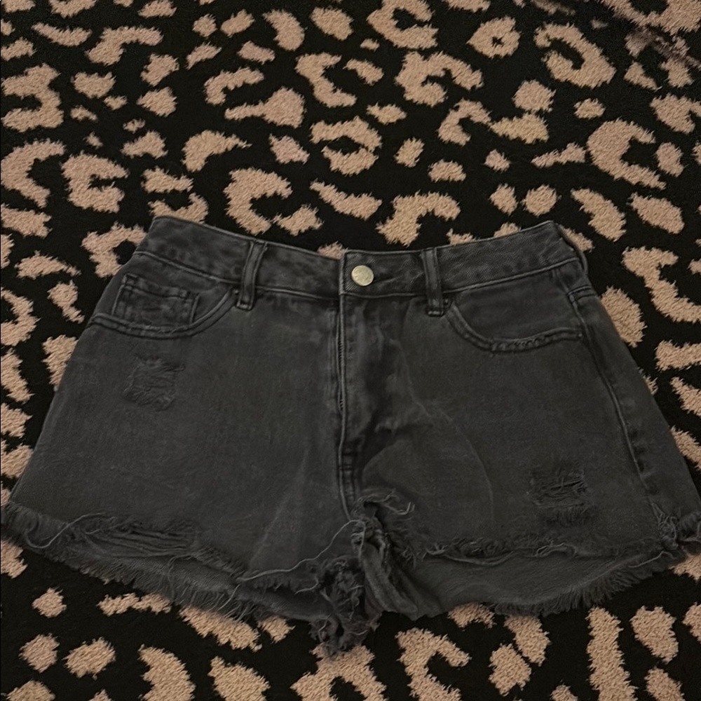 PacSun Black Jean Shorts Distressed Cut-Off Style